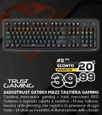 Euronics Trust Gaming 24202Trust GXT863 Mazz Tastiera Gaming offerta