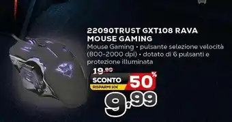 Euronics Trust Gaming 22090TRUST GXT108 Rava Mouse Gaming offerta