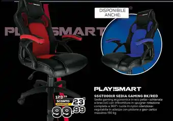 Euronics Play!Smart SSGT0001R Sedia Gaming BK/RED offerta