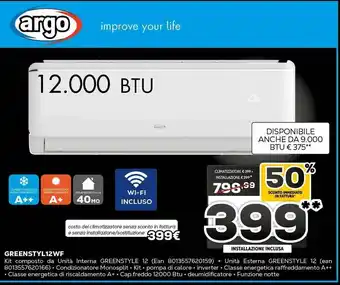 Euronics Argo GREENSTYL12WF offerta