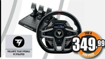 Unieuro T248 nero sterzo + pedali pc, playstation 4, playstation 5 offerta