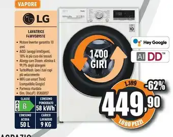Unieuro F4wv509s1 lavatrice caricamento frontale 9 kg 1400 giri/min bianco offerta