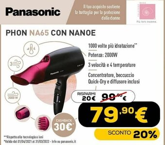 Euronics Panasonic Phon NA65 con Nanoe offerta