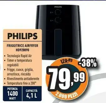 Unieuro Essential hd9200/91 friggitrice singolo 4,1 l indipendente 1400 w friggitrice ad aria calda nero offerta