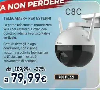 Unieuro C8c telecamera wi-fi motorizzata per esterno con vista a 360° offerta