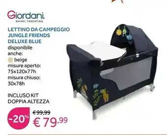 Prenatal Lettino da campeggio jungle friends deluxe blue offerta