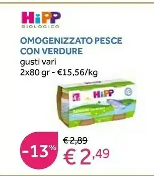 Biologico omogenizzato pesce con verdure