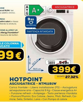 Euronics Nt m11 91wk it asciugatrice libera installazione caricamento frontale 9 kg a+ bianco offerta