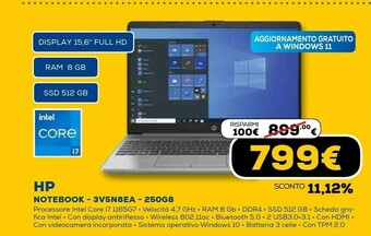 Euronics 250 g8 computer portatile 39,6 cm (15.6") full hd intel® core™ i7 di decima generazione 8 gb ddr4-sdram 512 gb ssd wi-fi 6 (8 offerta