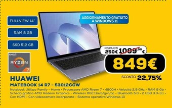 Euronics Matebook 14 r7 53012ggw offerta