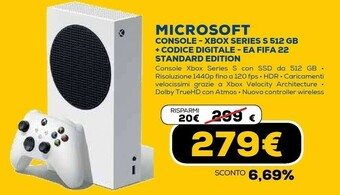 Euronics Xbox series s bianco 512 gb wi-fi offerta