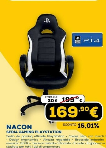 Euronics Sedia gaming playstation offerta