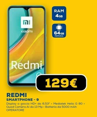 Euronics Redmi 9 16,6 cm (6.53") 4 gb 64 gb 4g usb tipo-c verde 5020 mah offerta