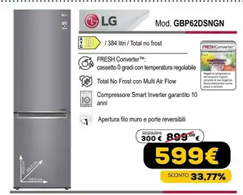 Euronics Gbp62dsngn frigorifero con congelatore libera installazione 384 l d grafite offerta