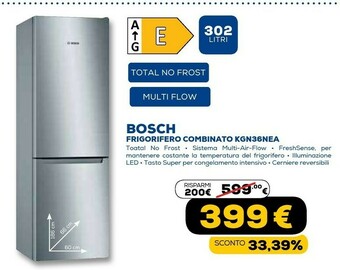 Euronics Serie 2 kgn36nlea frigorifero con congelatore libera installazione acciaio inossidabile 302 l a++ offerta