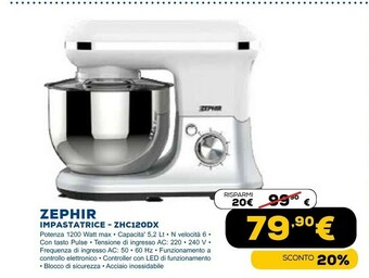 Euronics Zhc120dx robot da cucina 5,2 l acciaio inossidabile 1200 w offerta