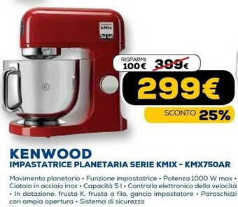 Electronics kmx750ar robot da cucina 5 l rosso, acciaio inossidabile 1000 w