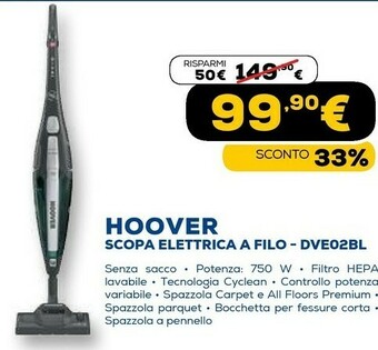 Euronics Scopa elettrica a filo dve02bl offerta
