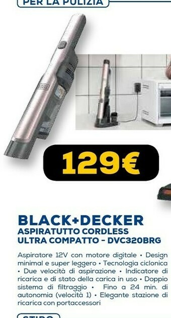 Black & decker aspiratutto cordless ultra compatto dvc320brg