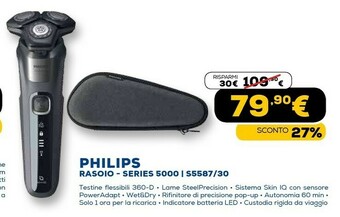 Euronics Shaver series 5000 s5587/39 rasoio elettrico rotazione trimmer nero, grigio offerta