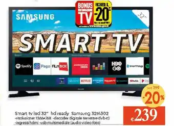 IperFamila Samsung Smart tv led 32" hd ready 32t4302 offerta