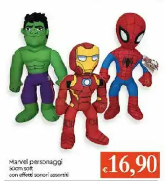 IperFamila Marvel pesonaggi 50cm soft con effetti sonori assortiti offerta
