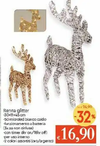 IperFamila Renna gliter 30x11x45cm offerta