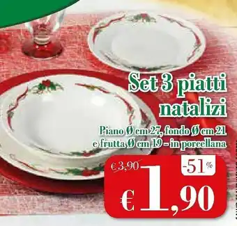 IperFamila Set 3 piatti natalizi Piano Ø cm 27 offerta