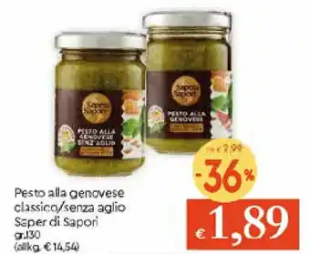 IperFamila Saper di Sapori Pesto alla genovese classico/senza aglio 130gr. offerta