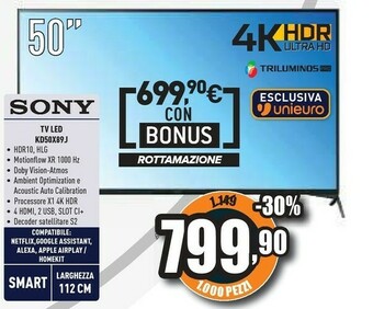 Unieuro Tv led kd50x89j offerta