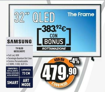 Unieuro The frame qe32ls03tcu 81,3 cm (32") full hd smart tv wi-fi nero, grigio offerta