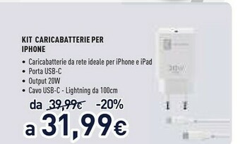 Kit caricabatterie per iphone