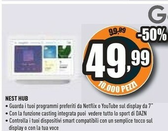 Unieuro Google nest hub offerta