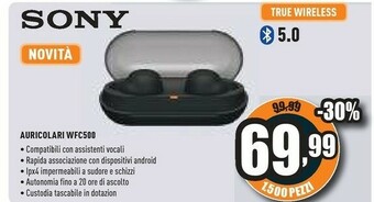 Unieuro Wf-c500 - auricolari true wireless, fino a 20 ore di durata della batteria con custodia di ricarica, compatibile con l'assist offerta