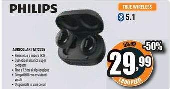 Unieuro 2000 series tat2205bk/00 cuffia e auricolare true wireless stereo (tws) in-ear calls/music bluetooth nero offerta