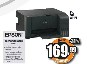 Unieuro Ecotank et-2711 ad inchiostro a4 5760 x 1440 dpi 33 ppm wi-fi offerta