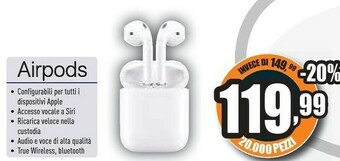 Unieuro Airpods (2nd generation) airpods con custodia di ricarica wireless offerta