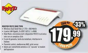 Unieuro Box 7590 router wireless gigabit ethernet dual-band (2.4 ghz/5 ghz) 3g 4g bianco offerta