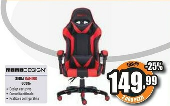 Unieuro Md-gc006-kr sedia per videogioco sedia da gaming per pc seduta imbottita nero, rosso offerta
