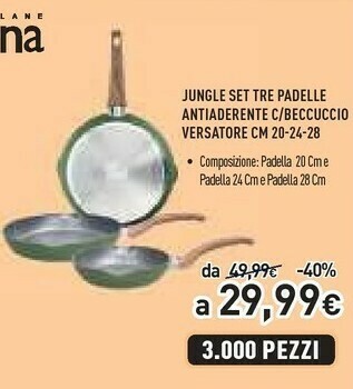 Unieuro Jungle set tre padelle antiaderente c offerta