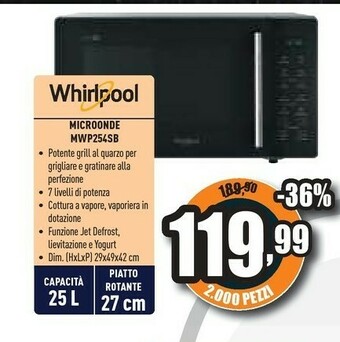 Unieuro Microonde mwp254sb offerta