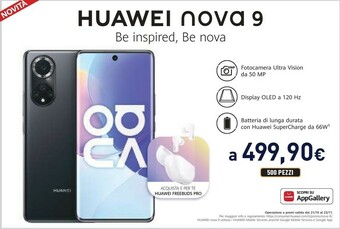 Unieuro Nova 9 16,7 cm (6.57") doppia sim emui 11.0 4g usb tipo-c 8 gb 128 gb 4300 mah nero offerta