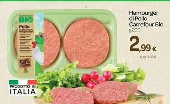 Carrefour Express Carrefour - hamburger di pollo biologico 200 g(ml) offerta