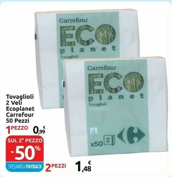 Carrefour Express Carrefour tovaglioli 2 veli ecoplanet offerta