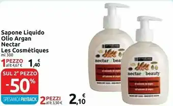 Carrefour Express Les cosmétiques sapone liquido olio argan nectar 300 ml offerta