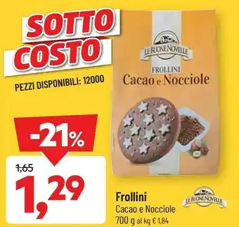 DPiù Frollini cacao e nocciole offerta