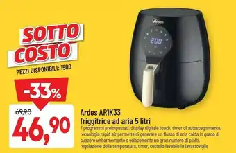 DPiù Ar1k33 friggitrice ad aria 5 litri offerta