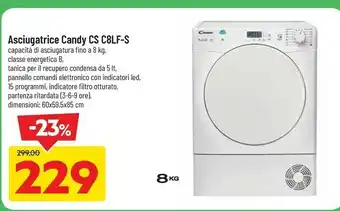 DPiù Smart cs c8lf-s asciugatrice libera installazione caricamento frontale 8 kg b bianco offerta