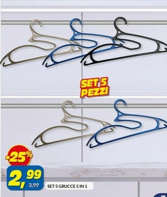 Risparmio Casa Set 5 grucce 5 in 1 offerta