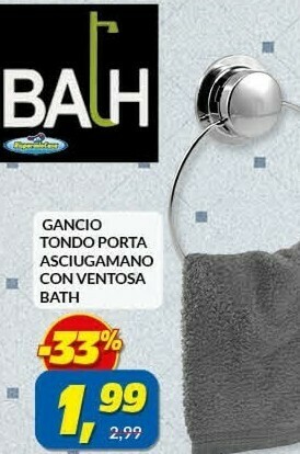 Gancio tondo porta asciugamano con ventosa bath